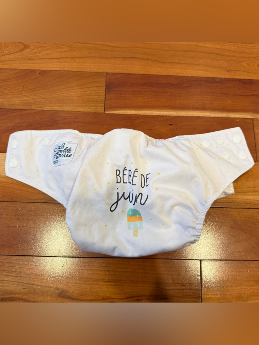 White Adjustable Cloth Diaper Cover with Popsicle Print
